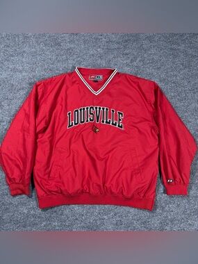 Vintage Louisville Cardinals Red Pullover Windbreaker Jacket Sz XL NCAA